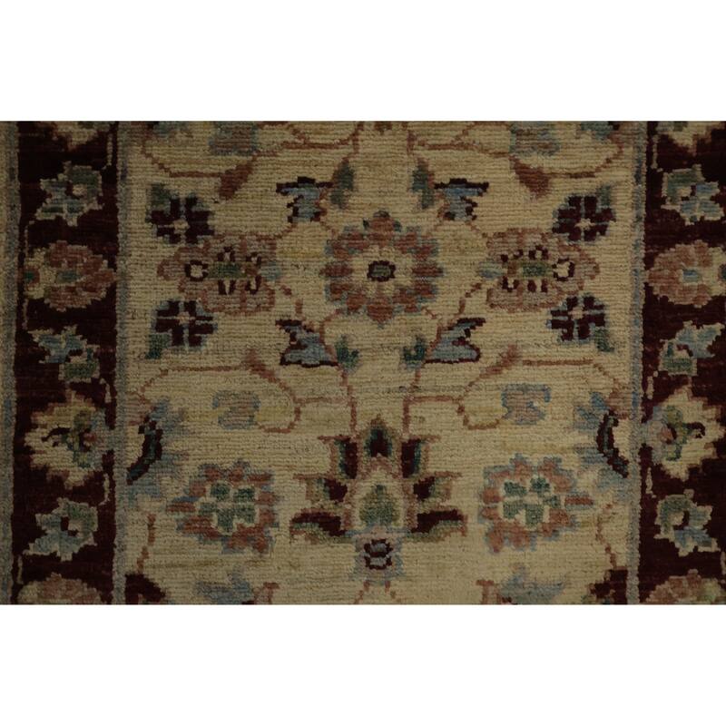 Hand Knotted Oriental 100% Wool Carpet Traditional Floral Beige & Ivories Chobi-Peshawar Area Rug - 2' 10'' X 1' 11''