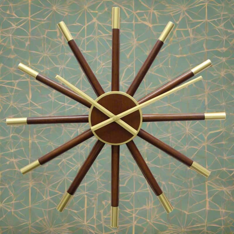 Sunburst Gallery Wall Clock - 20" - Brown and Gold