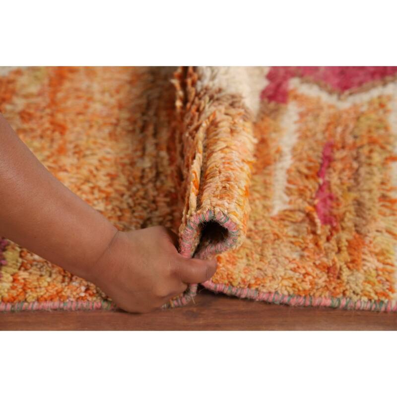 Abstract Plush Moroccan Oriental Area Rug Hand-Knotted Wool Carpet - 8'0" x 10'8"