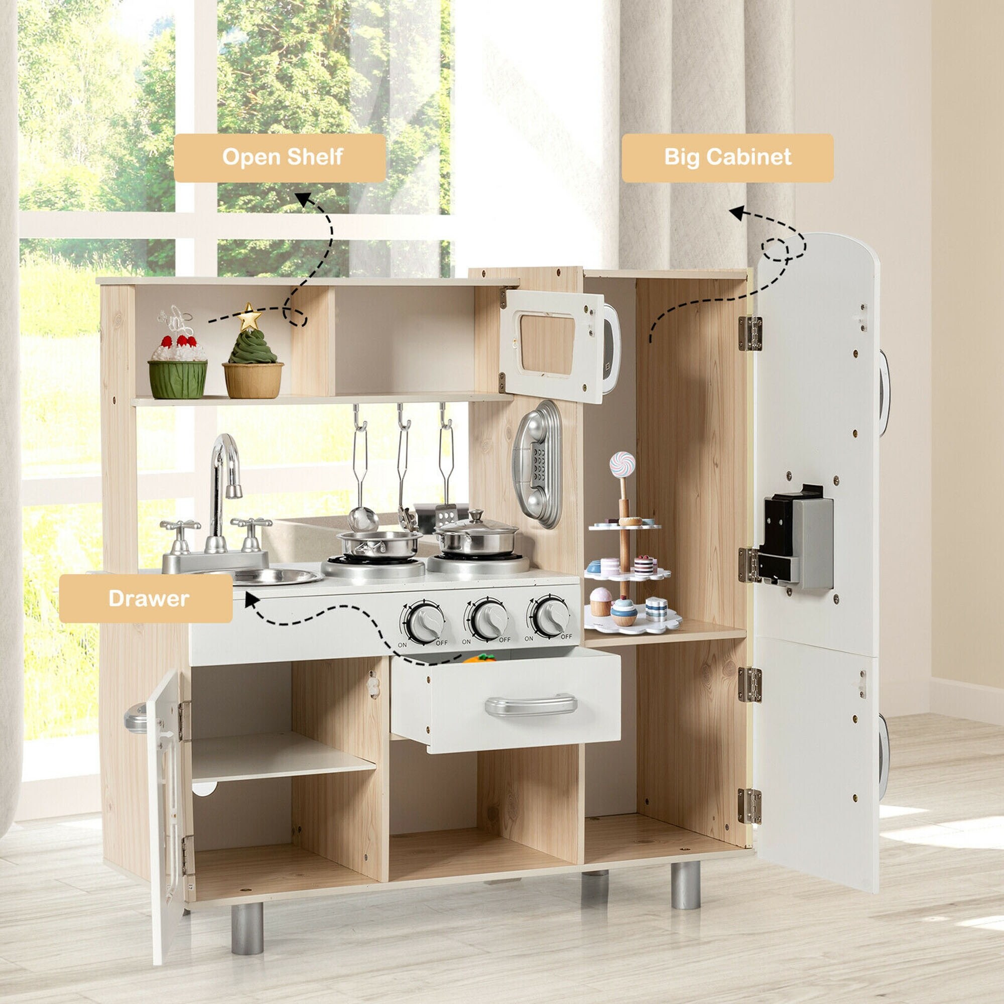 Gymax Vintage Play Kitchen Pretend Kids Cooking Playset Toys w Water On Sale Bed Bath Beyond 38040326
