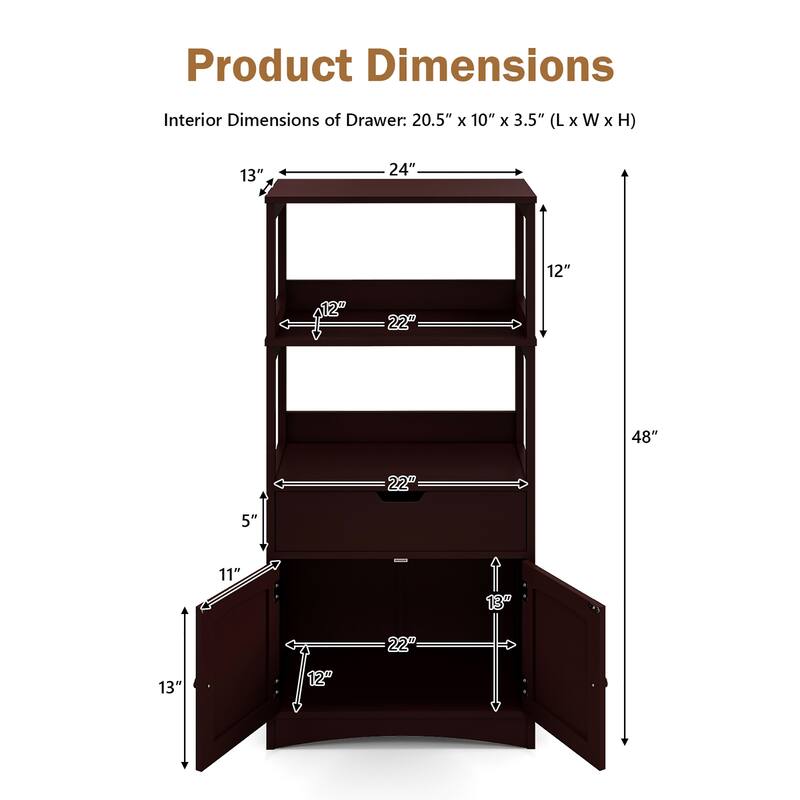 Gymax Bathroom Storage Cabinet w/Drawer Shelf Cupboard Floor Cabinet - See Details
