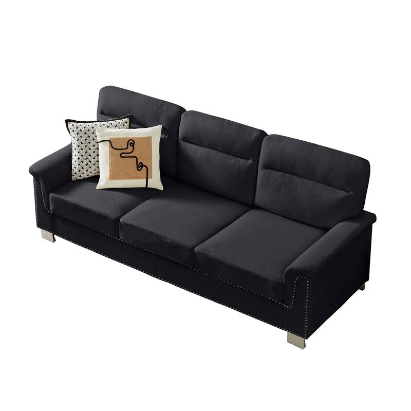 GDFStudio - Modern Snowfleece 3-Seater 82" Sofa with Rolled Arms