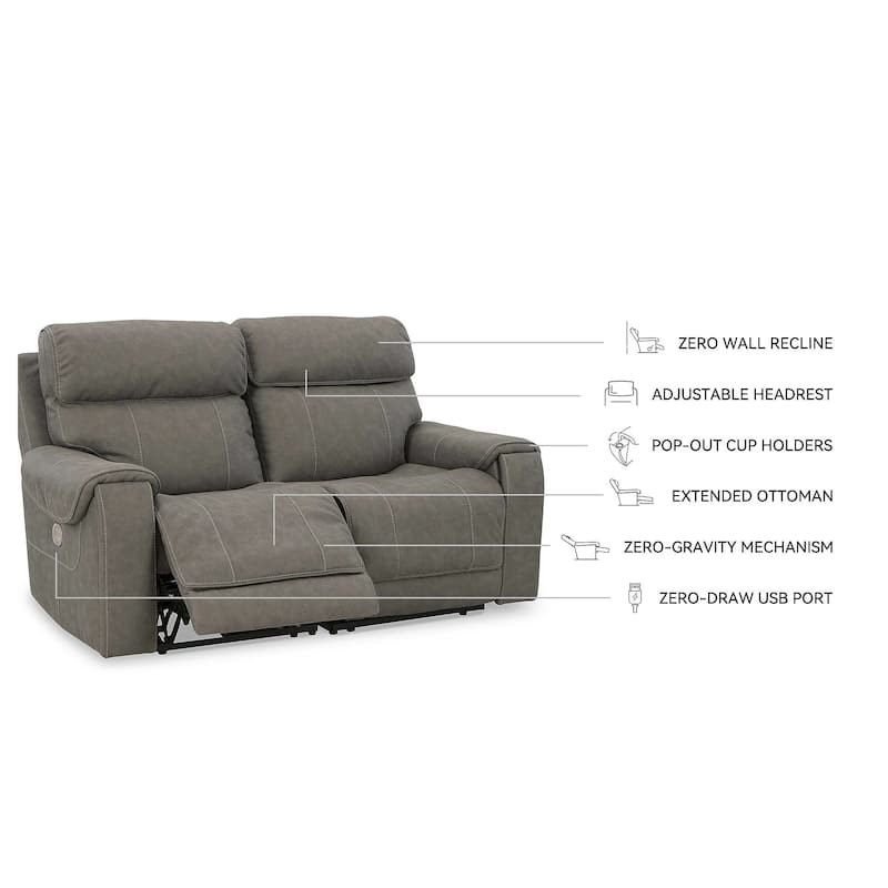 Signature Design by Ashley Starbot Gray 2-Piece Power Reclining Loveseat - 74"W x 42"D x 42"H