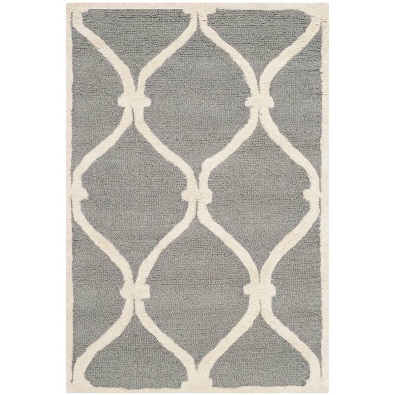 SAFAVIEH Handmade Cambridge Catharien Modern Moroccan Wool Rug - 2' x 3' - Dark Grey/Ivory
