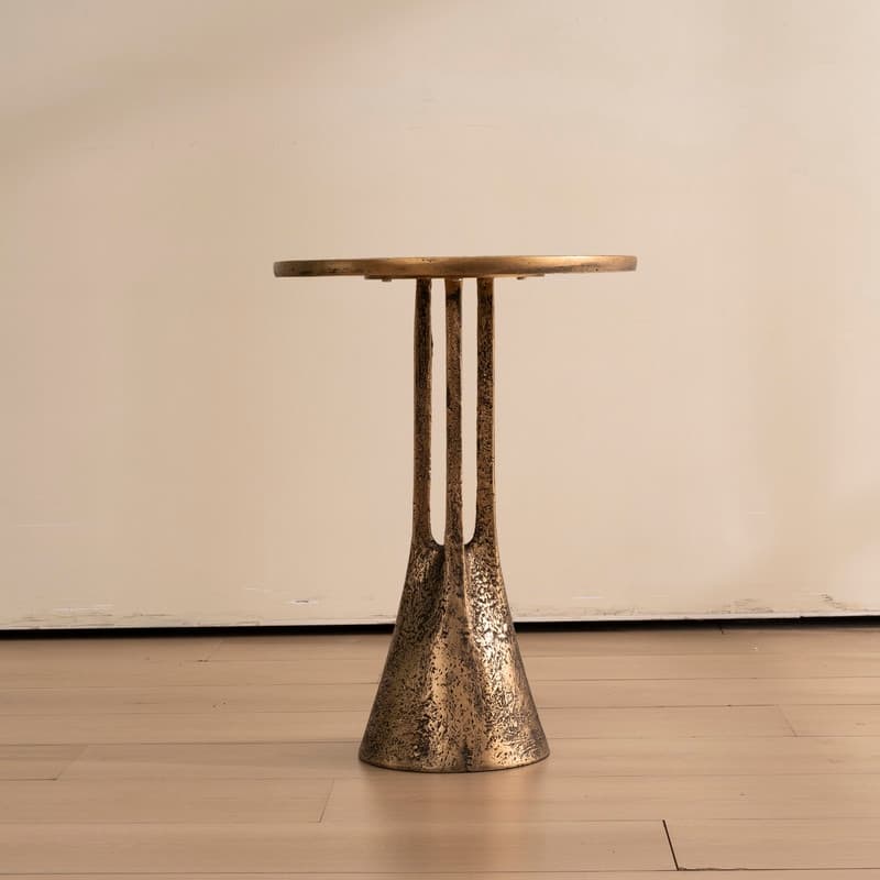 Antique Brass Round End Table