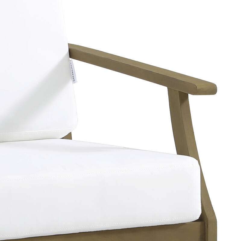 2 Set Patio Teak Wood Outdoor Chair and Side Table Set with Cushions