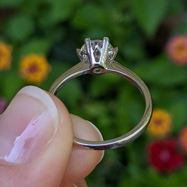 Platinum Plated Silver 1 Ct Round Moissanite Ring Heart Shaped Prongs Overstock 32051380
