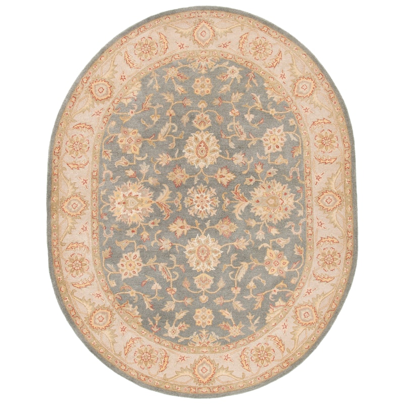 SAFAVIEH Handmade Antiquity Zelinda Traditional Oriental Wool Rug - 7'6" x 9'6" Oval - Blue/Beige