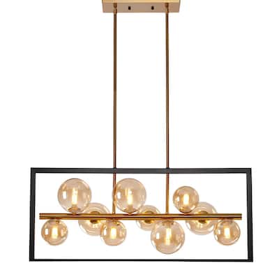 Glasgrow Gold Black Orb Pendant for Kitchen Island Futuristic Scifi Ceiling Light - N/A