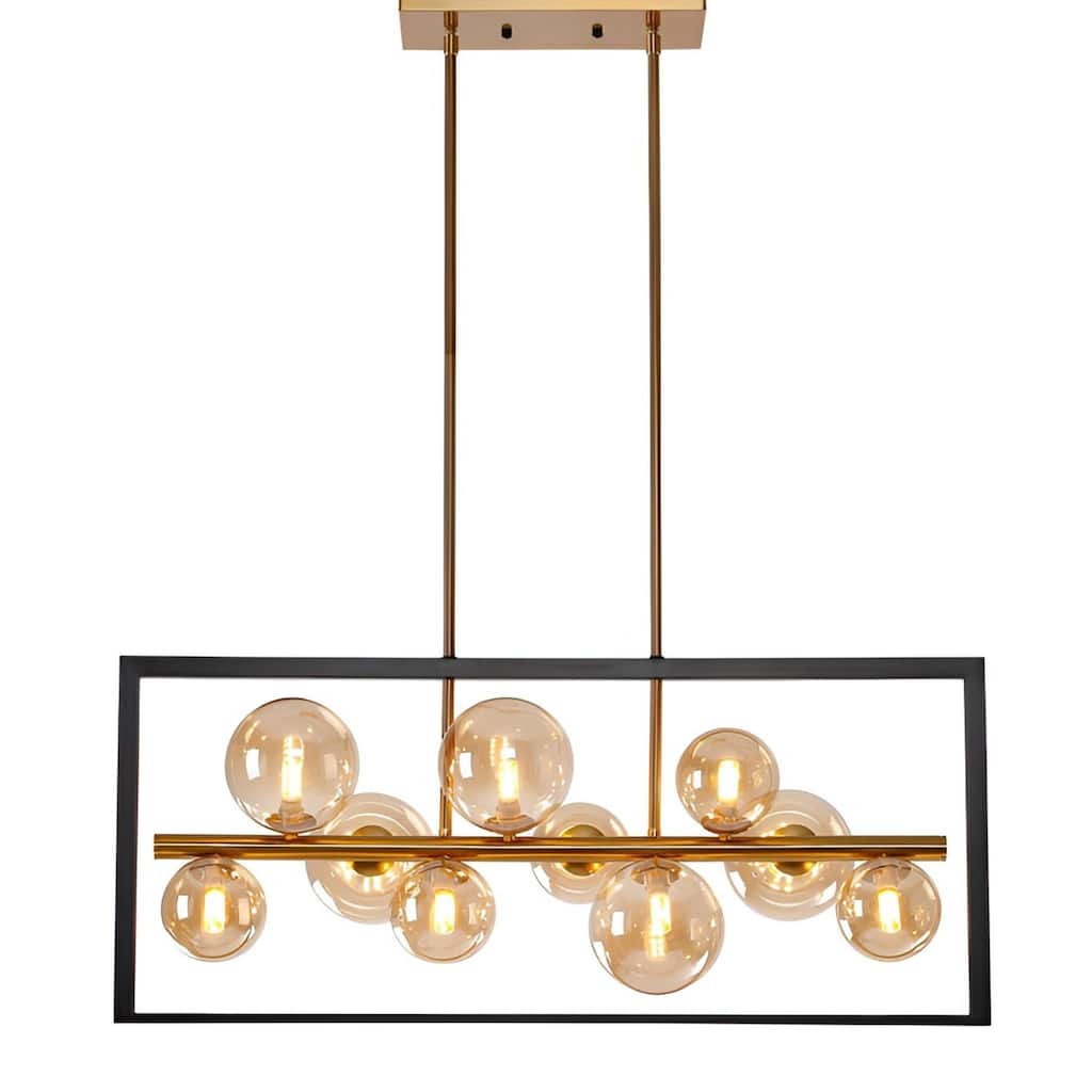 Glasgrow Gold Black Orb Pendant for Kitchen Island Futuristic Scifi Ceiling Light