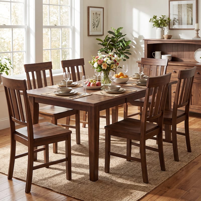 Gymax Dining Chairs Set of 4 Rubber Wood Chairs w/High Slat Backrests