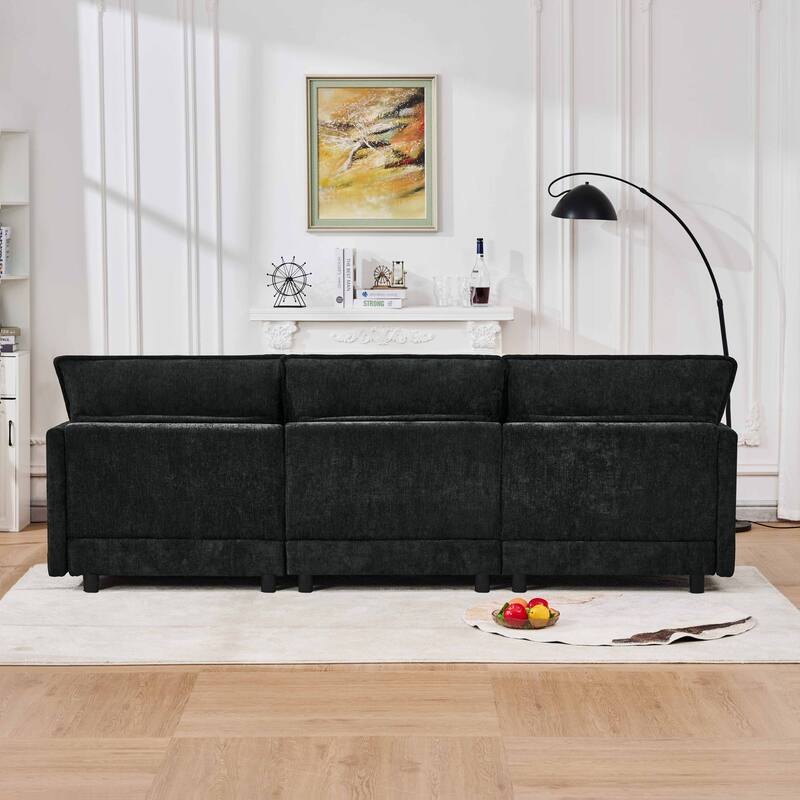 L-Shaped Modular Sectional Sofa with Movable Storage Ottoman, Comfy Cashmere Deep Seat Cloud Couch, Lounge Sofa with Pillows