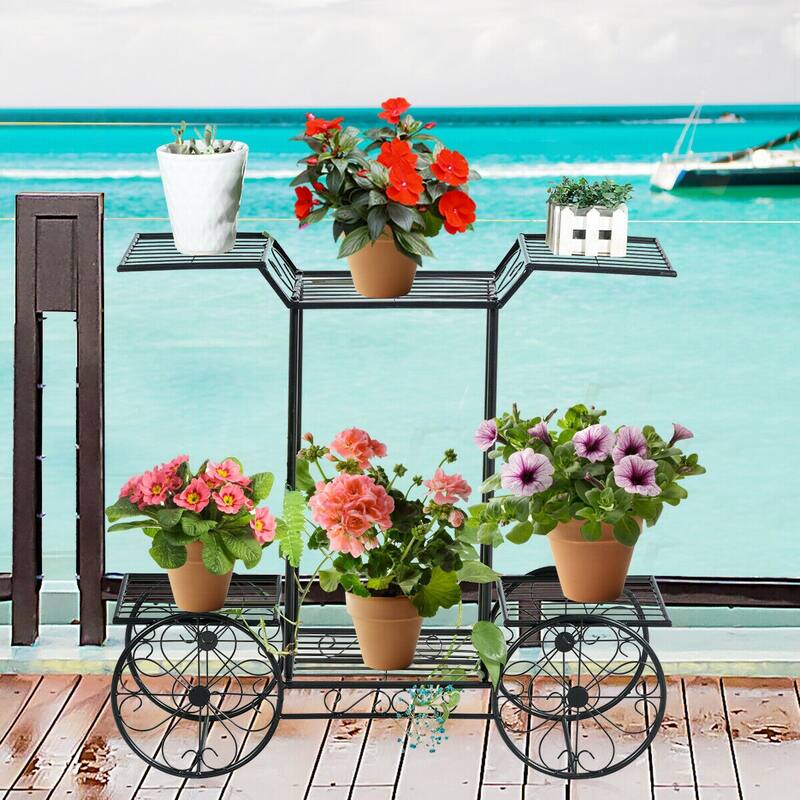 Gymax 6-Tier Garden Cart Stand Flower Rack Display Decor Flower Pot