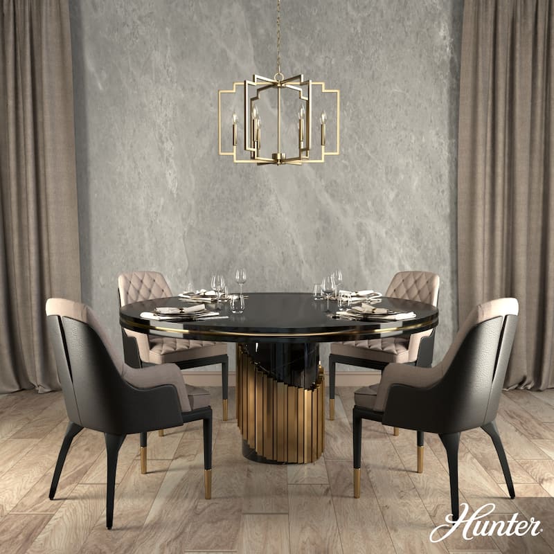 Hunter Zoanne 6-Light Modern Geometric Chandelier - Entry, Dining Room - Contemporary, Transitional
