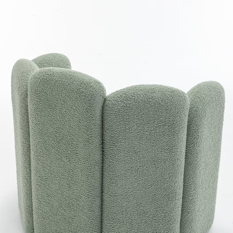 SEYNAR Modern Glam Teddy Fabric Upholstered Round Accent Chair with Flower Shaped Back Design Set of 2