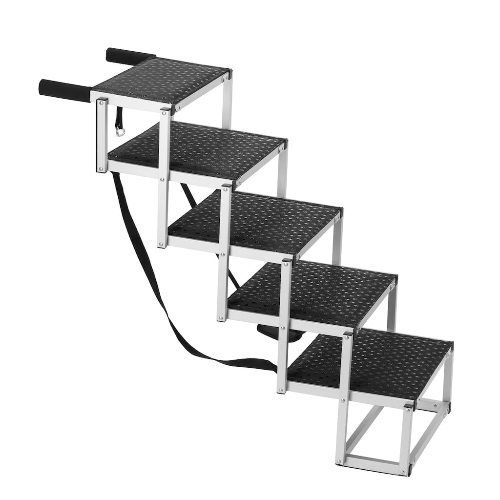 Dog Stair for Cars, Wide Dog Car Steps, Folding Dog Car Ramp with Nonslip Surface, Portable Pet Steps Lightweight Aluminum
