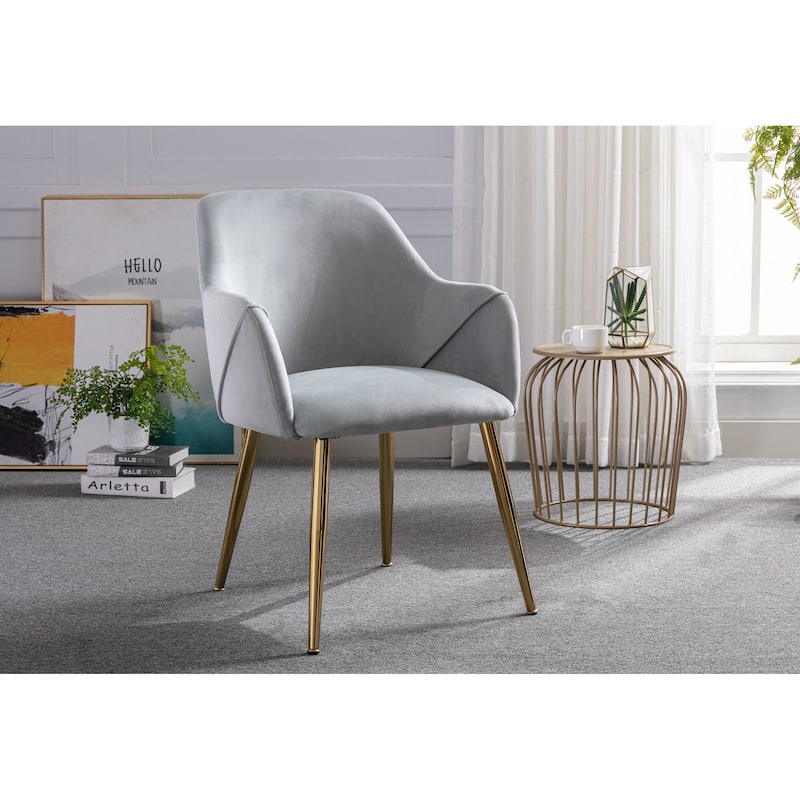 Porthos Home Avah Dining Chair Armchair, Velvet, Gold Chrome Legs