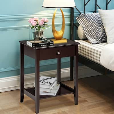 Wooden Nightstand End Table Storage Display