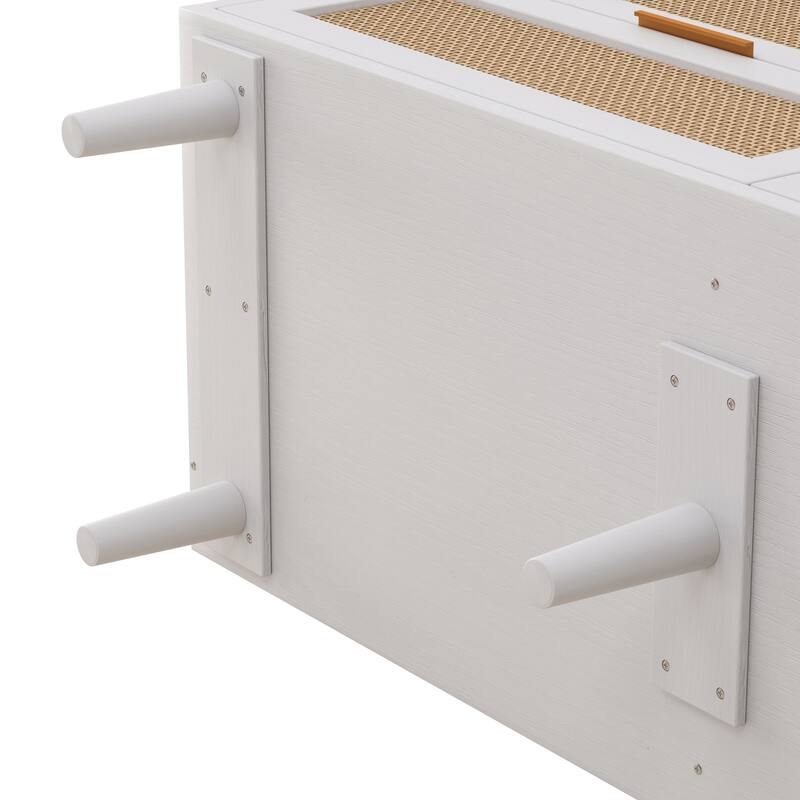 43.31" Rattan Chest of Dresser with Storage, 6 Drawer Dresser for Bedroom, White