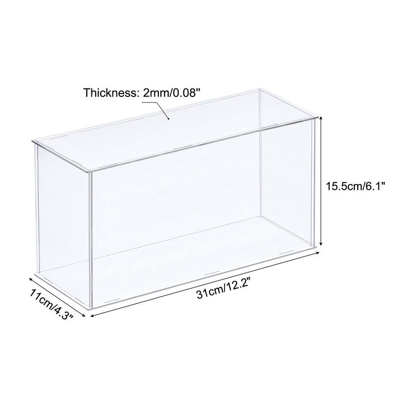 Acrylic Display Case Plastic Box Cube Storage Box Dustproof Showcase - 12.2x4.3x6.1 Inch