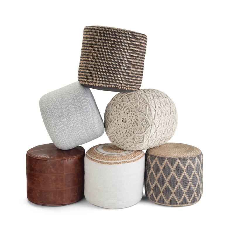 WYNDENHALL Emile Round Macrame Pouf