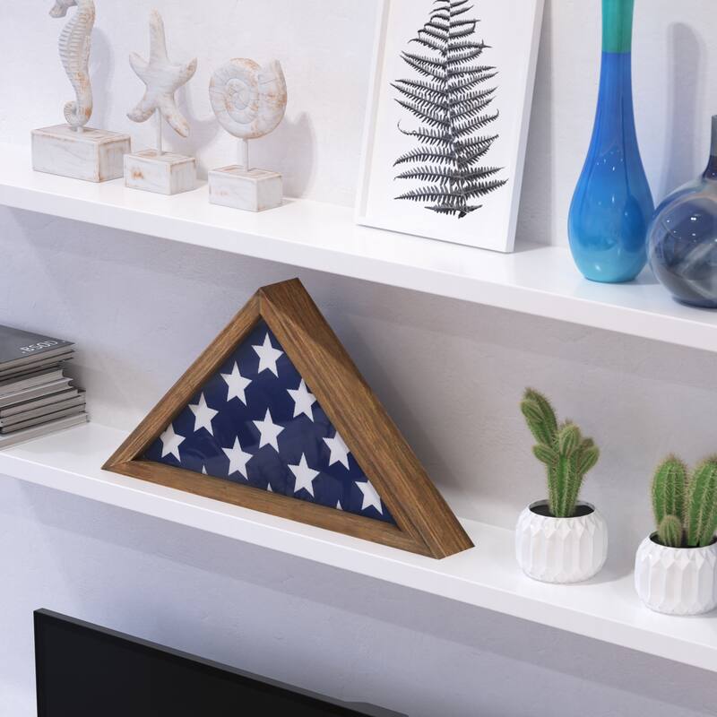Solid Wood Display Case for 9.5 x 5 Veterans Flag