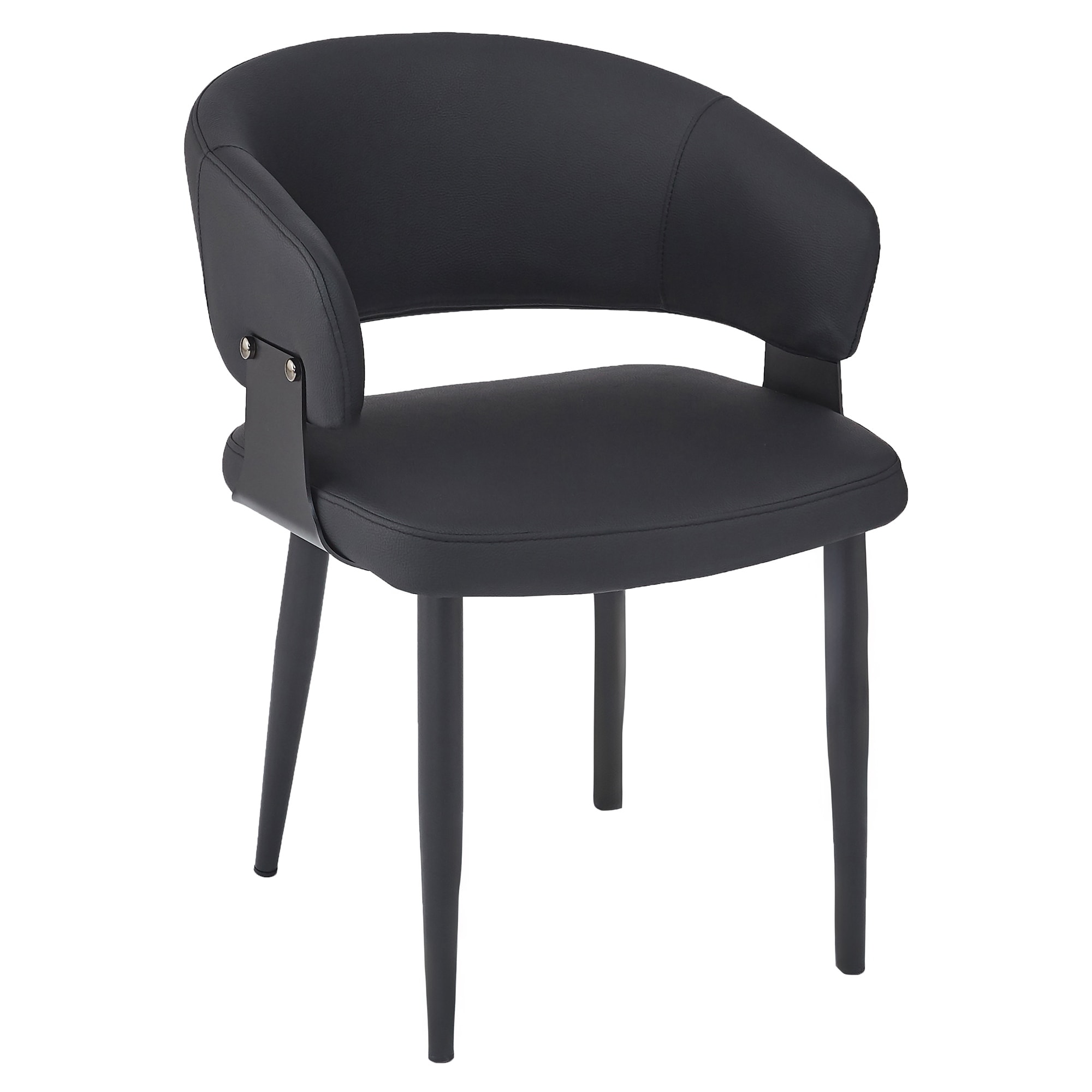 Modern Faux Leather and Metal Dining Chair, Set of 4