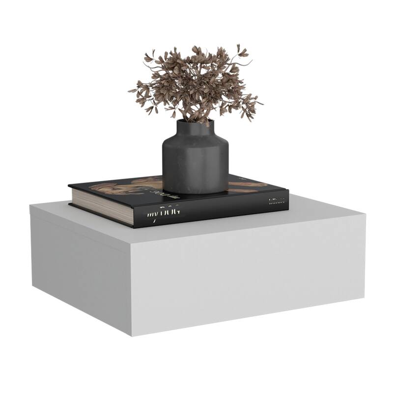 Modern Wall-Mounted Bedside Shelf with Drawer, White