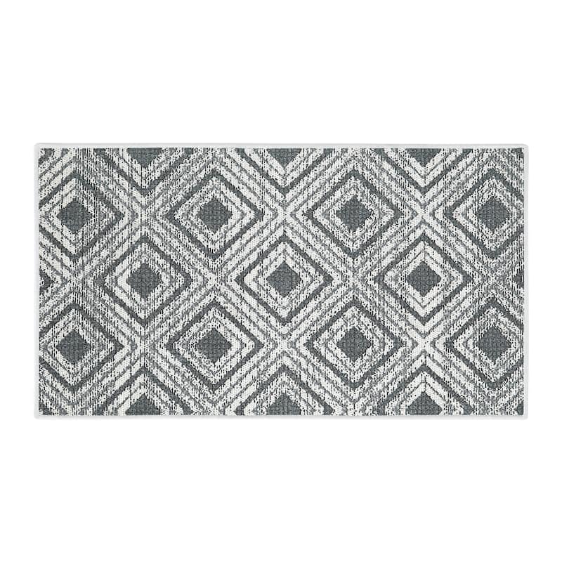 SussexHome Non-Skid Ultra-Thin Area Rugs for Laundry Room, Entryway, Bathroom and Kitchen - Washable Multipurpose Floor Mat - 24x44 inch - Geometric-Gray2