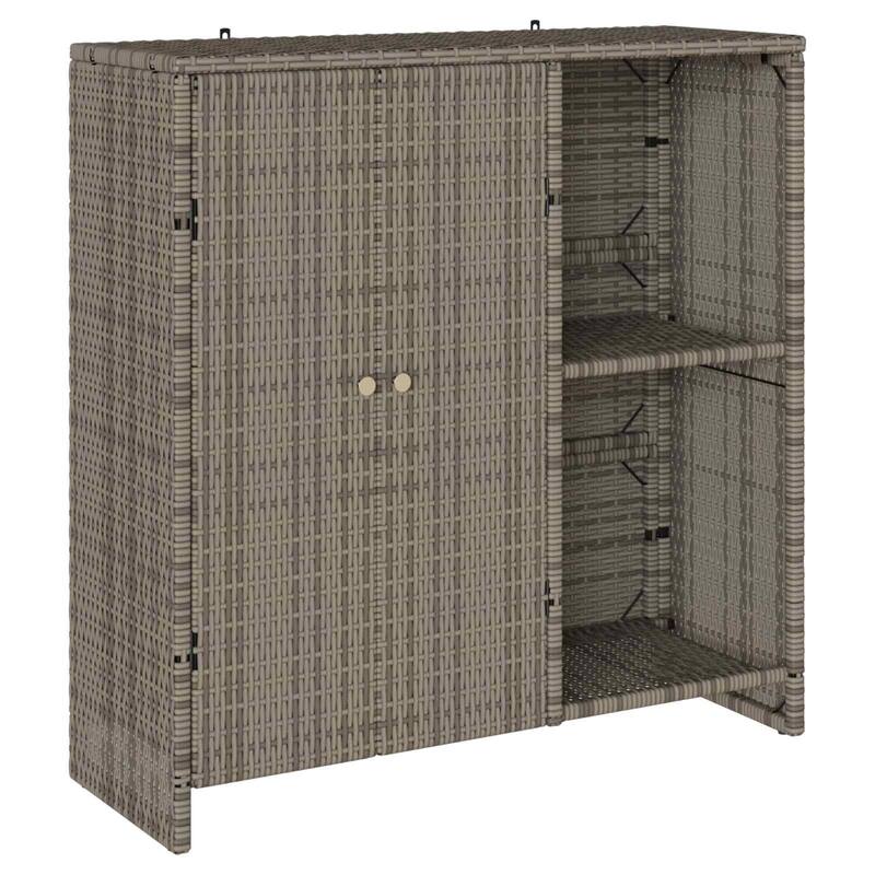 vidaXL Storage Cabinet Beige/Brown/Grey 100x36x102 cm Rattan - 14.2 x 39.4 x 40.2