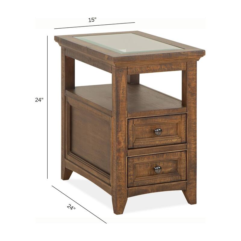 Magnussen Home Bay Creek Toasted Nutmeg Chairside End Table - 15''W x 24''D x 24''H