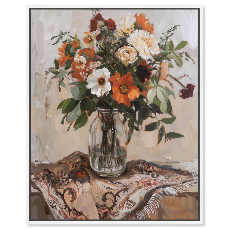 Delicate Glass Vase and Flowers Canvas by Art Remedy - 30" x 36" - White