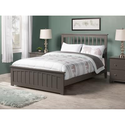Mission Full Foundation Bed Frame with Matching Footboard in Grey