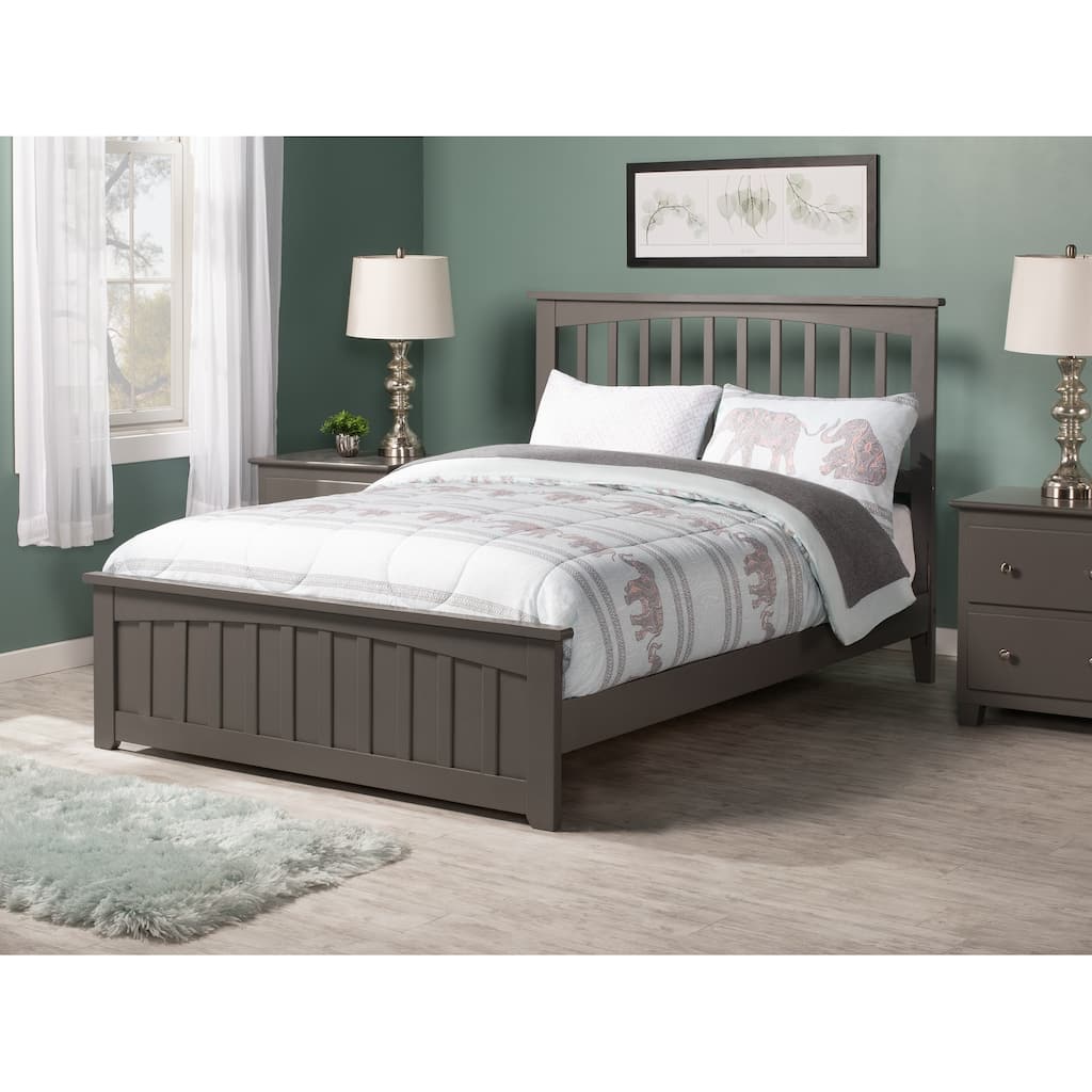 Mission Full Foundation Bed Frame with Matching Footboard in Grey