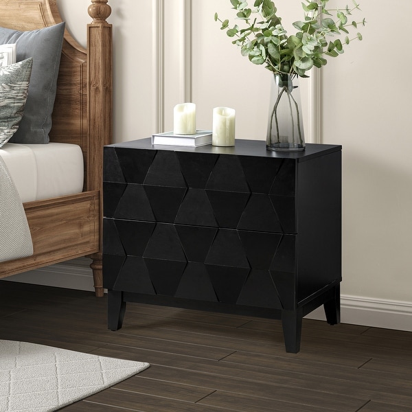 Ethel Mid-Century 2-Drawer Storage Nightstand with