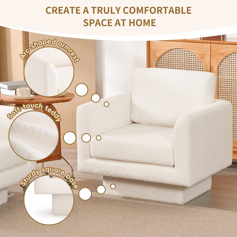 360° Swivel Accent Chairs Set Of 2,30" W Teddy Sherpa Round Armchair,Thick Padded Lounge Sofa,Upholstered Comfy Barrel Chair