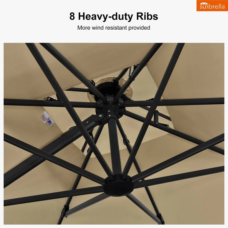 PURPLE LEAF 09x12/10x13 ft Rectangular Heavy Duty Large Offset Hanging 360°Rotation Patio Cantilever Umbrella with Base