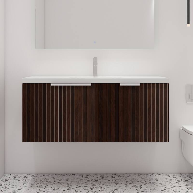 Malwee 24"/30"/36"/48" Bathroom Vanity with Sink, Floating Bathroom Vanity with Soft Close Door - 47.3"×18.1"×20.5"