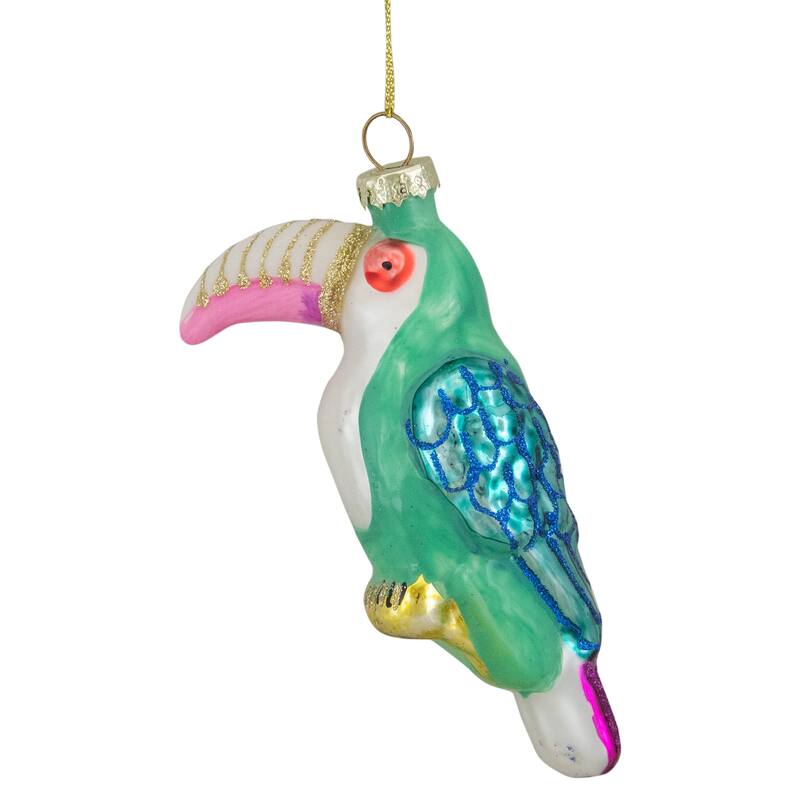 4.75" Multi-Colored Glass Toucan Christmas Ornament