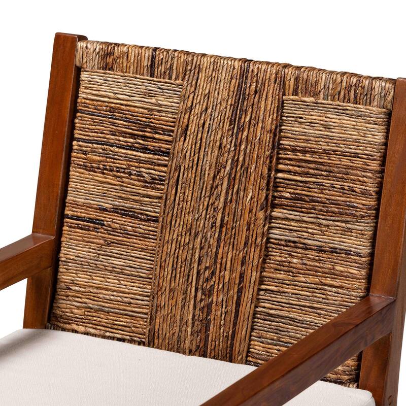 Chabela Handwoven Seagrass Dining Chair Set of 2- Solid Mango Wood Frame with Woven Seat and Backrest, Brown