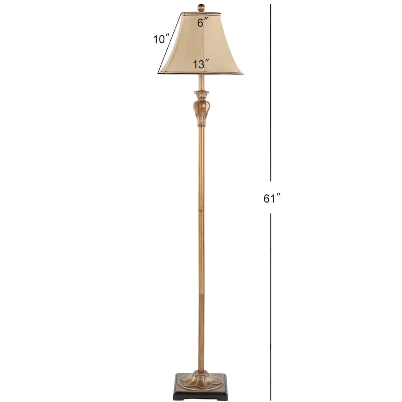 SAFAVIEH Lighting 61-inch Eastham Gold Silk Floor Lamp - 13"x13"x61"