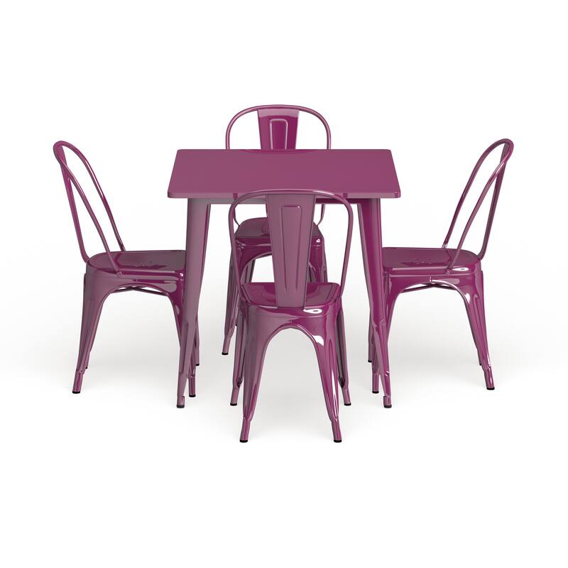 31.5-inch Square 5-piece Metal Indoor/ Outdoor Table and Chairs Set