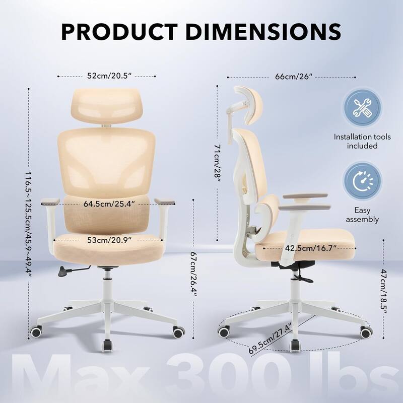 Ergonomic Office High-Back Computer Gaming Chair for Home, Office, Rolling Swivel