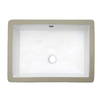 Lordear 20"x14" White Ceramic Bathroom Sink Rectrangle Undermount Sink