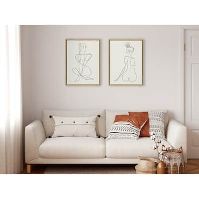 Kate and Laurel Sylvie Thinking Framed Canvas Set by Rachel Lee