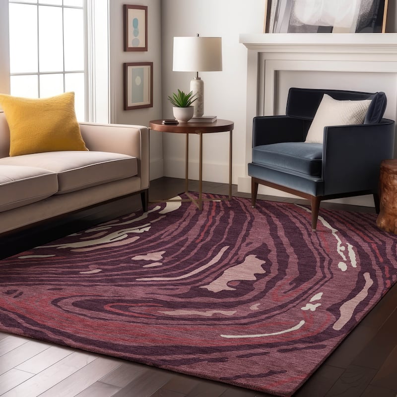 Premium Washable Super Soft Abstract Contemporary Mayfield Rug - Garnet - 10' x 14'