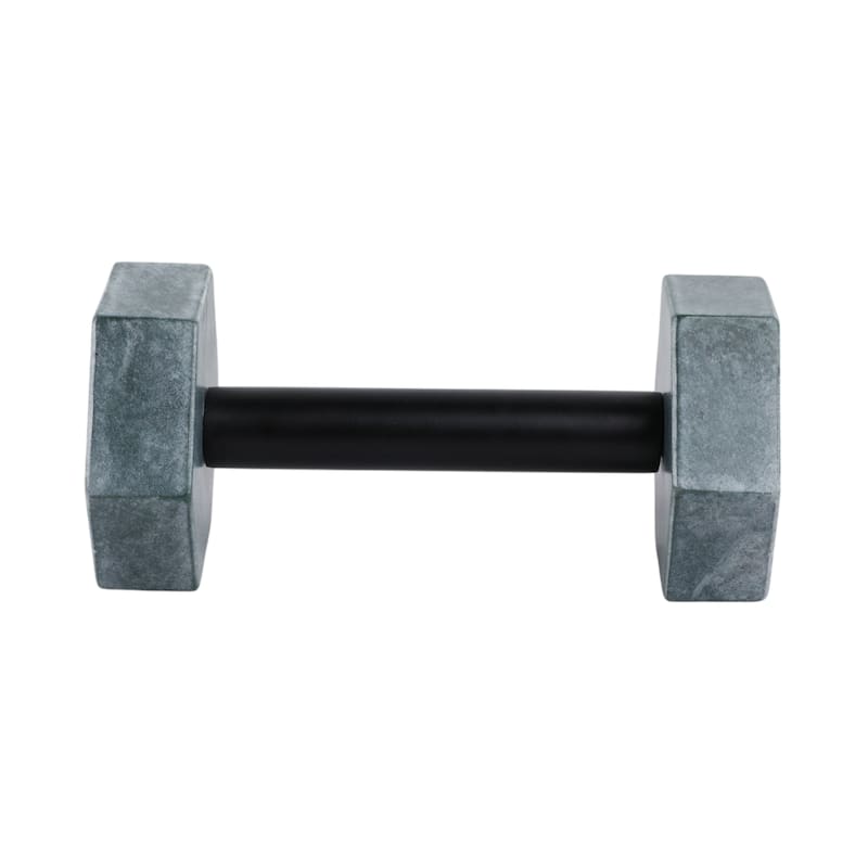 Stone Marble Dumbbell Figurine Modern Geometric Sculpture - 4" Green - 8" x 4" x 4"