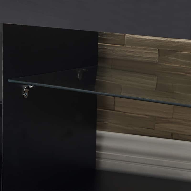 Black 51" TV Stand with LED & Drawers for TVs Up to 55"