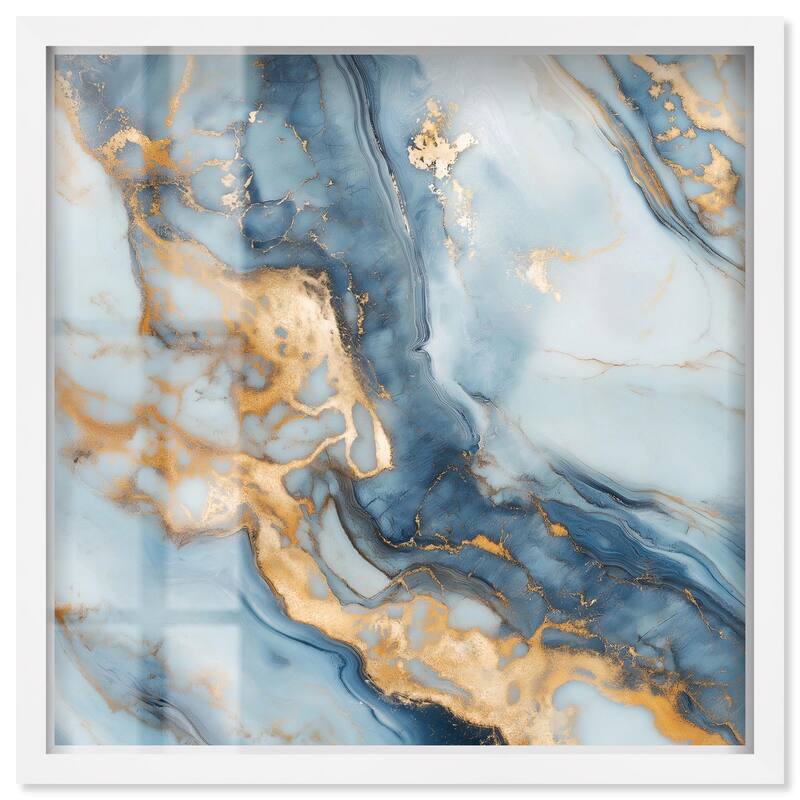 Golden Cloud Marble Shadowbox by Art Remedy - White - 30" x 30"