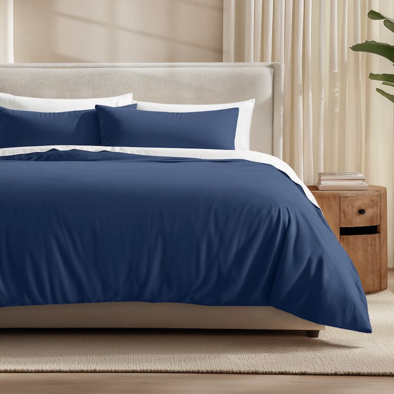 Bare Home Rayon from Bamboo Duvet Set - Twin - Twin XL - Dark Blue